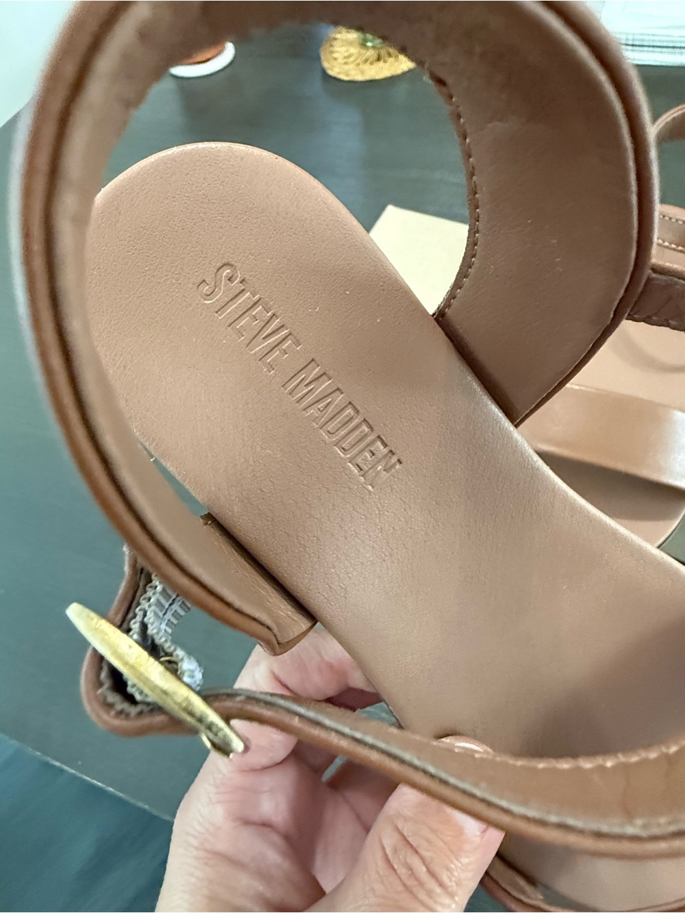Steve Madden Dina Tan Leathe Sandals - Picture 6 of 9